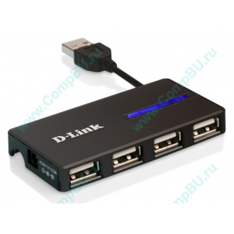 Карманный USB 2.0 концентратор D-Link DUB-104 в Нижнекамске, USB хаб DLink DUB104 (Нижнекамск)